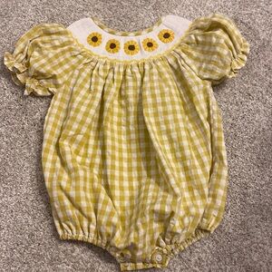 Beige gingham Sunflower Bubble - 12 month